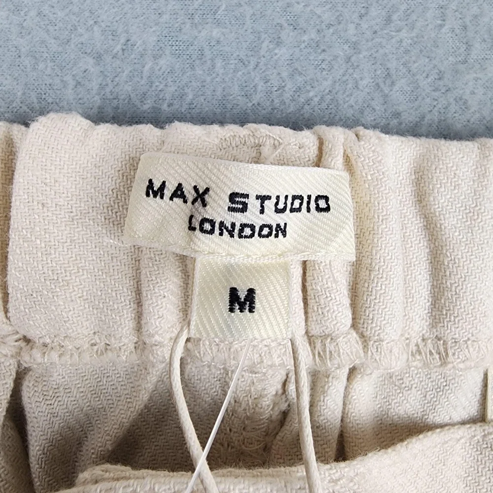 Max Studio Skirt Womens M White Cargo Maxi Twill Pockets Front Slit NWT $128